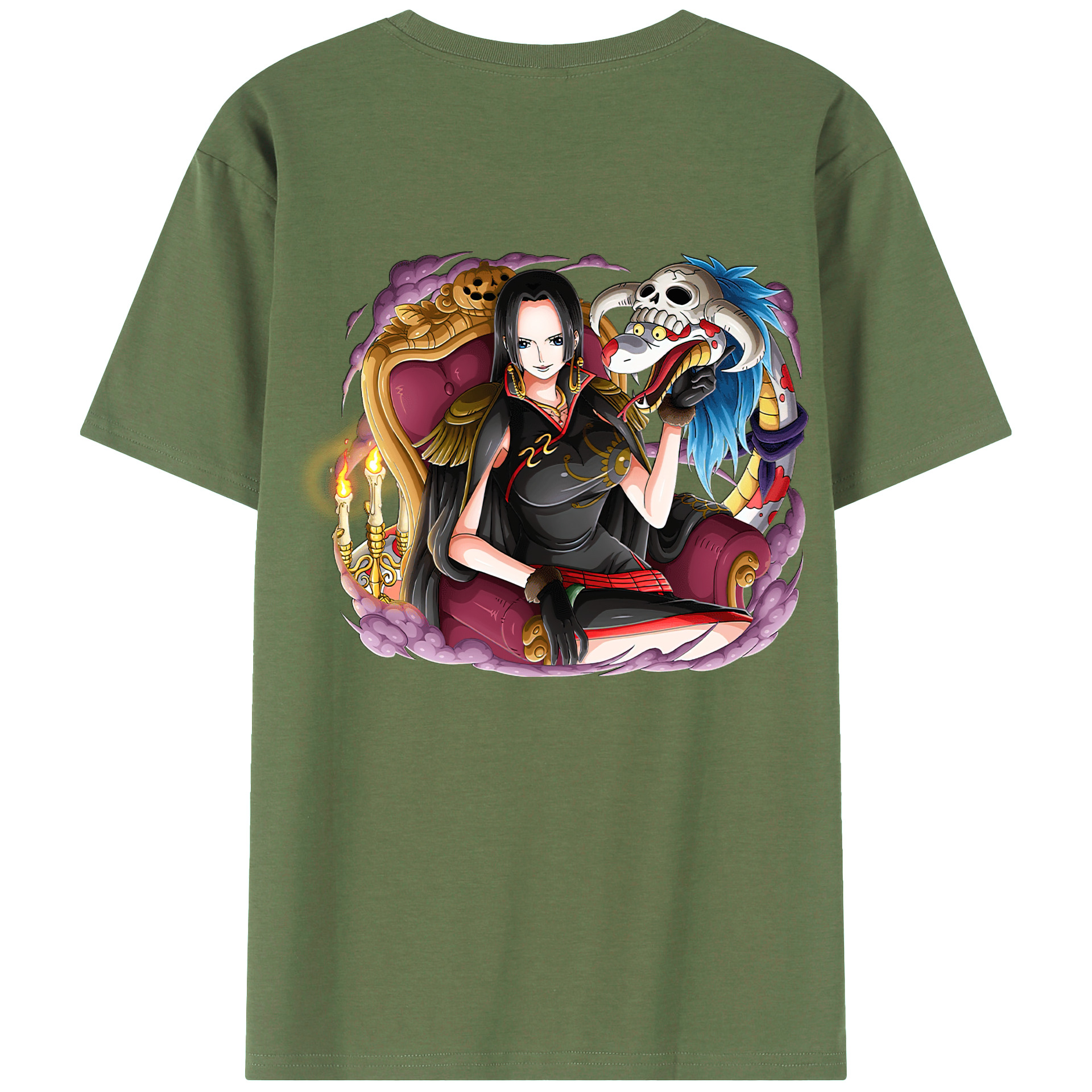 ワンピース ボア・ハンコック ONE PIECE Boa·Hancock 綿100％ メンズ半袖Tシャツ（バックプリント） 通気性